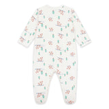 Petit Bateau Front Snap Dog & Tree Print Footie ~ White Multi
