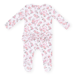 Angel Dear 2 Way Ruffle Zipper Footie ~ Ribbons & Flowers