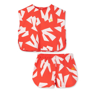 Wynken Sunshine Bird Print Sleeveless Top & Shorts Set 7-12 ~ Red