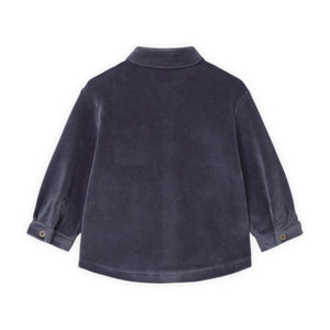 Mayoral Baby Boy Ribbed Velour Button Down Shirt ~ Blue