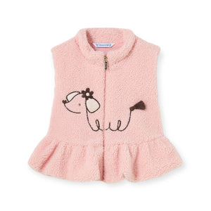 Mayoral Baby Girl Dogs Printed Sweatshirt, Joggers & Fuzzy Vest Set ~ Rose