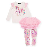 Rock Your Kid The Blessing l/s Unicorn Tee & Tulle Tutu Leggings Set ~ Cream/Pink