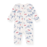 Petit Bateau Front Snap Parisian Print Romper ~ White/Blue