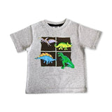Mish Baby Neon Dino Tee & Shorts Set ~ Heather Grey/Navy