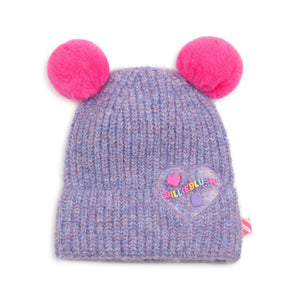 Billieblush Double Pompom Beanie ~ Purple Tulip