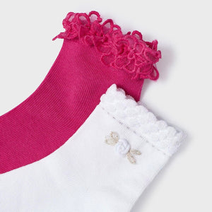 Mayoral Girls Socks Set of 2 ~ Fuchsia