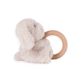 Elegant Baby Plush Puppy Wooden Ring Rattle