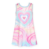 Baby Sara A-Line Heart Printed Heart Dress ~ Blue Multi