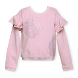 Hannah Banana Rhinestone Rose Ruffle Sweatshirt & Joggers Set~ Pink
