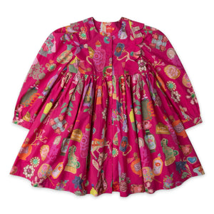 Oilily Girls Dix Paris Print Dress ~ Fuchsia