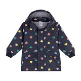 Petit Bateau Baby Multi Heart Print Hooded Rain Jacket ~ Navy Multi