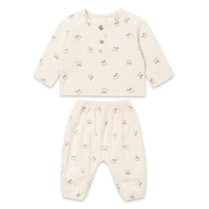 Quincy Mae Zion Woven Shirt & Pants Set ~ Rocking Horse/Natural