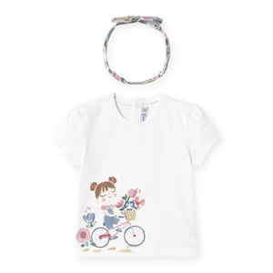 Mayoral Baby Girl s/s Tee & Headband Set ~ White