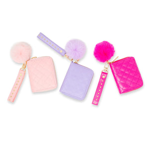 Tiny Treats Quilted Stud Strap Wallet with Pom-Pom
