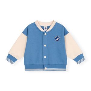 Petit Bateau Baby Varsity Jacket ~ Blue/Cream