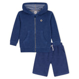 Petit Bateau Boys Terry Zip Hoodie & Shorts Set ~ Blue