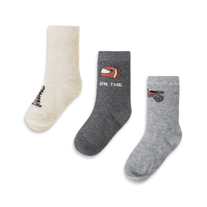 Mayoral Boys Moto Print Socks Set of 3 ~ Blackboard