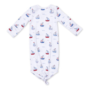 Angel Dear Knotted Gown & Hat Set ~ Bubbly Sailboats Blue