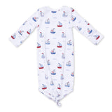 Angel Dear Knotted Gown & Hat Set ~ Bubbly Sailboats Blue