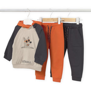 Mayoral Baby Boy Hoodie & Sweatpants 3pc Set ~ Pumpkin