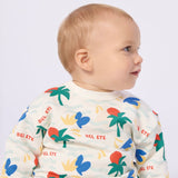 Petit Bateau Baby Bel Ete Print Sweatshirt & Gauze Pants Set ~ Cream Multi/Green