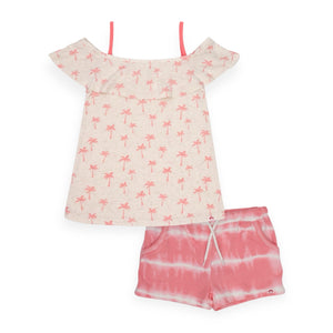 Appaman Girls Avila Tank & Majorca Shorts Set 7-12 ~ Palms/Pink Stripe