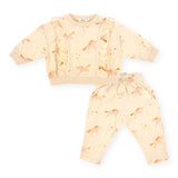 Oh Baby! Millie Unicorn Print Ruffle Boxy Sweatshirt & Sweatpants Set~ Vanilla