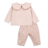 Play Up Baby l/s Top w/ Collar & Leopard Print Twill Pants Set ~ Pink