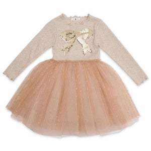 Petite Hailey Quincy Bow Tutu Dress ~ Gold