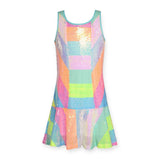 Hannah Banana Drop Waist Colorblock Sequin Dress ~ Neon Multi
