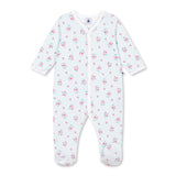 Petit Bateau Front Snap Striped Floral Print Footie ~ Multi