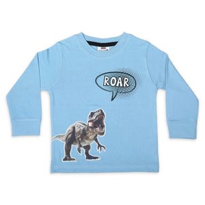 Mish Dino Roar l/s Tee ~ Dusty Blue