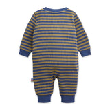Magnetic Me Waffle Weave Striped Romper ~ Olive/Blue