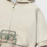 Mayoral Baby Boy Jeep Graphic Zip Hoodie, s/s T-shirt & Shorts Set ~ Hemp/Matcha