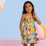 Seafolly Girls Printed Shirred Dress ~ Cuba Multi