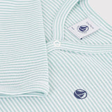 Petit Bateau Front Snap Stripe Footie ~ Green/White