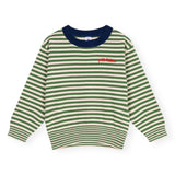 Petit Bateau Boys Knit Striped Sweater ~ Green/Cream