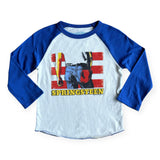 Rowdy Sprout Bruce Springsteen Born in the USA l/s Raglan Tee ~ Vintage White/Royal