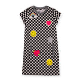 MIA New York Checkered Dress w/ Patches ~ Black/White