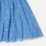 Stella McCartney Girls Sleeveless Frilled Tulle Dress w/ Flowers Embroidery ~ Blue