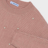 Mayoral Girls Knit Sweater & Skirt Set w/ Pearls ~ Heather Quartz