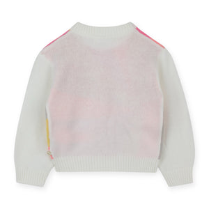 Billieblush Girls Rainbow Heart Knit Sweater ~ Ivory