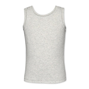 Hannah Banana Ribbed Embroidered Trim Tank Top 7-12 ~ Grey