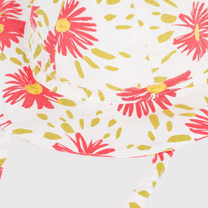 Petit Bateau Baby Big Flower Print Sun Hat ~ White Multi
