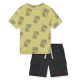 Babyface Boys Fries Print s/s T-Shirt & Cargo Sweatshorts Set ~ Lemon/Antra
