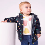 Petit Bateau Baby Multi Heart Print Hooded Rain Jacket ~ Navy Multi