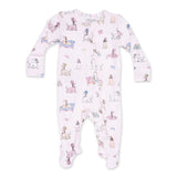 Angel Dear 2 Way Zipper Ruffle Back Footie ~ Fancy Hounds With Bows