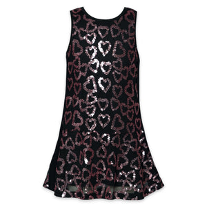 Hannah Banana Heart Sequin Drop-Waist Dress ~ Black/Pink