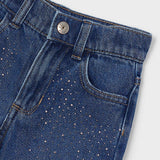 Mayoral Girls Crystal Embellished Denim Pants ~ Medium Wash