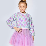 Hannah Banana Heart Print Sequined Twofer Dress ~ Pink Multi